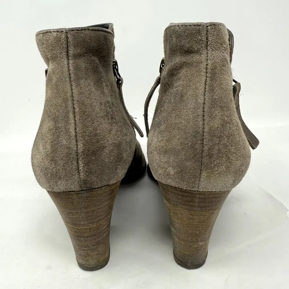 Paul Green Malibu Booties Women US 8.5 UK 6 Taupe Leather Side Zip Boho Western